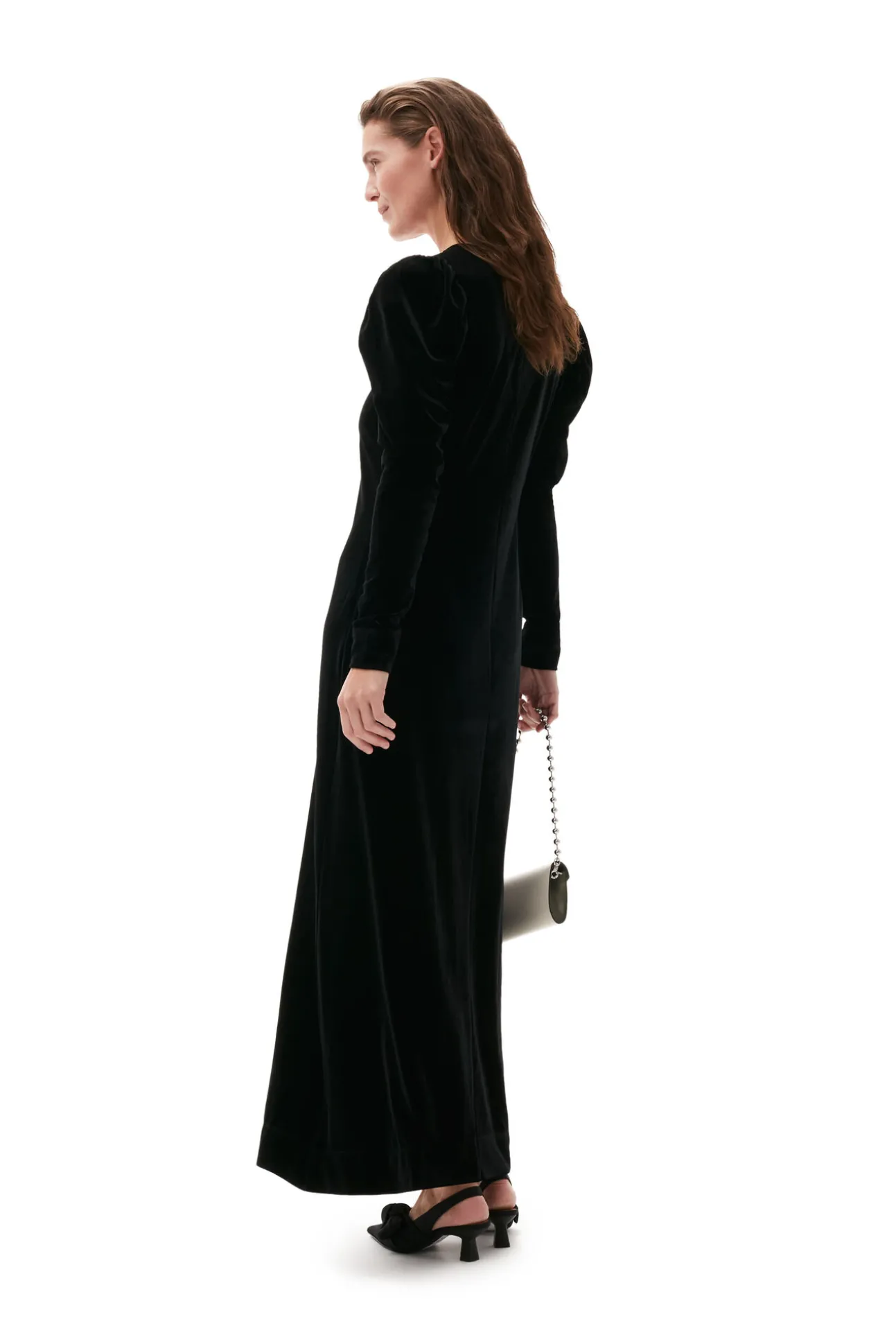 Online GANNI Langes Samtkleid Black