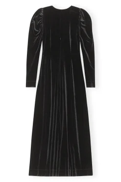 Online GANNI Langes Samtkleid Black