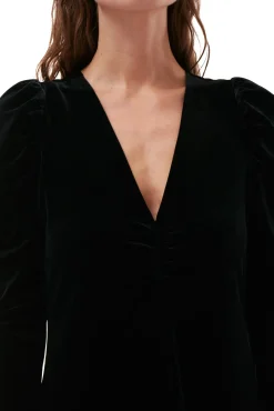 Online GANNI Langes Samtkleid Black