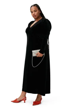 Online GANNI Langes Samtkleid Black