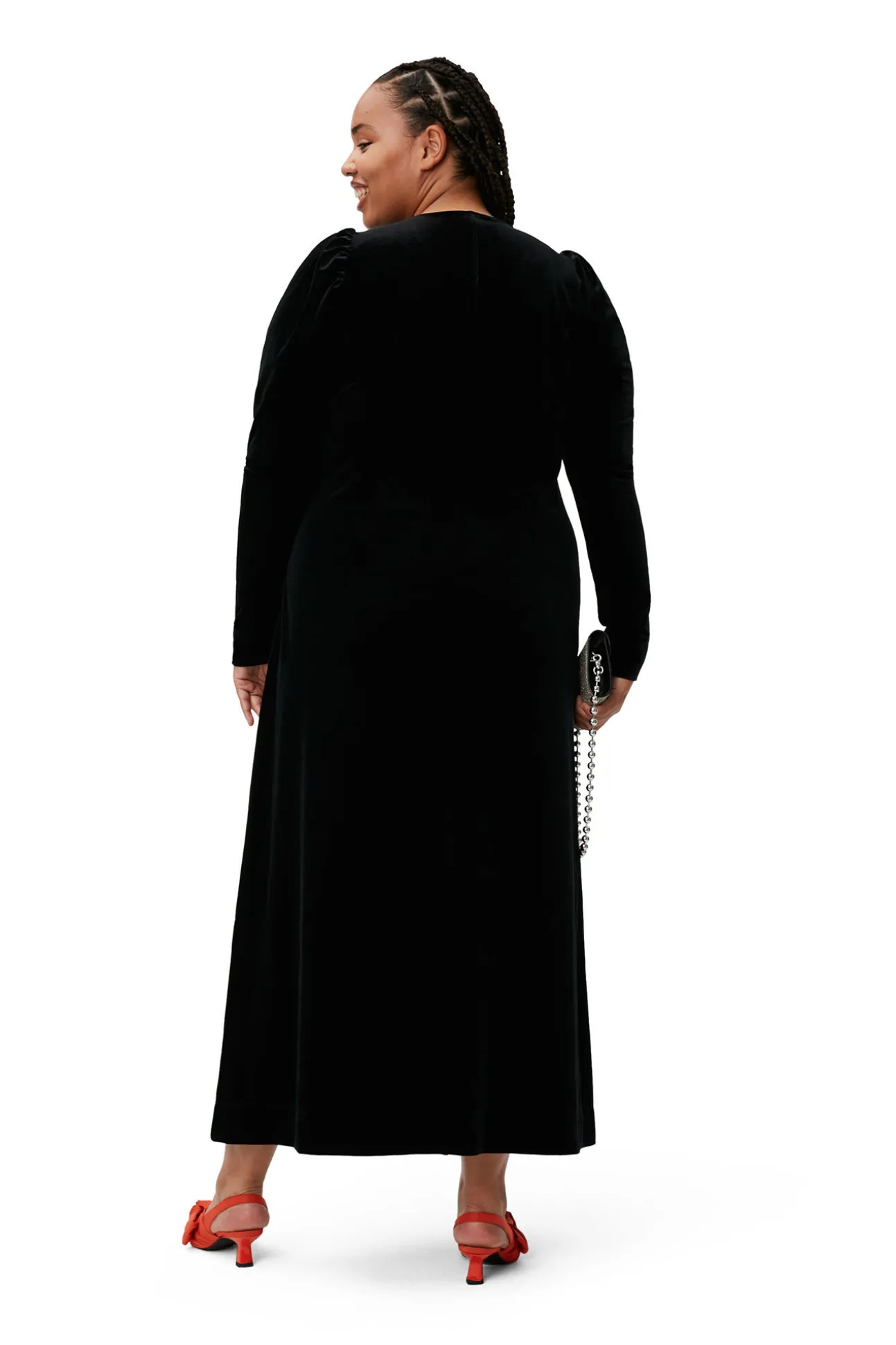 Online GANNI Langes Samtkleid Black