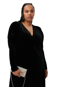 Online GANNI Langes Samtkleid Black