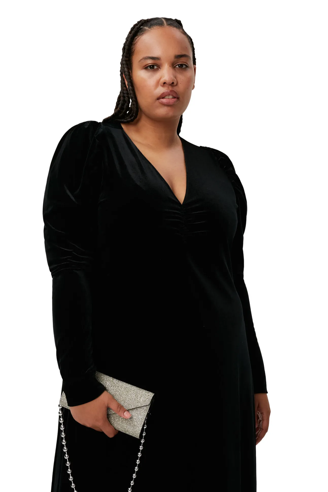 Online GANNI Langes Samtkleid Black