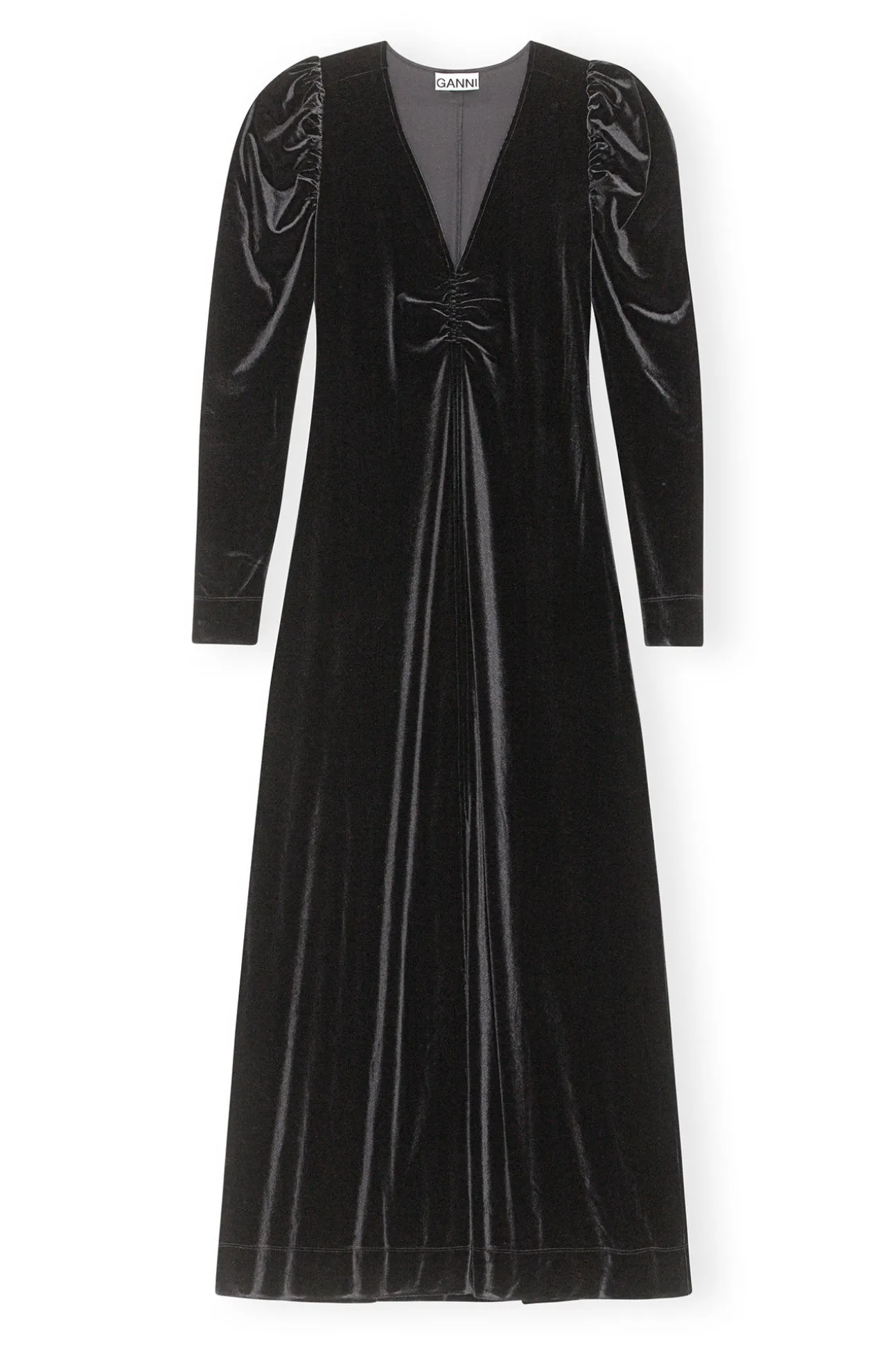 Online GANNI Langes Samtkleid Black