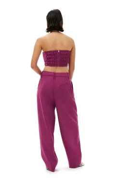 Clearance GANNI Lassige, Plissierte Sommer-Anzughose Purple Wine