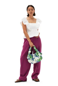 Clearance GANNI Lassige, Plissierte Sommer-Anzughose Purple Wine