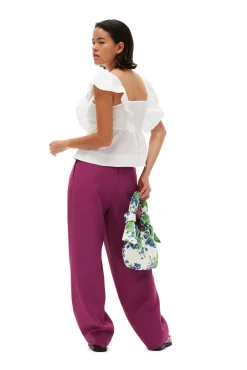 Clearance GANNI Lassige, Plissierte Sommer-Anzughose Purple Wine