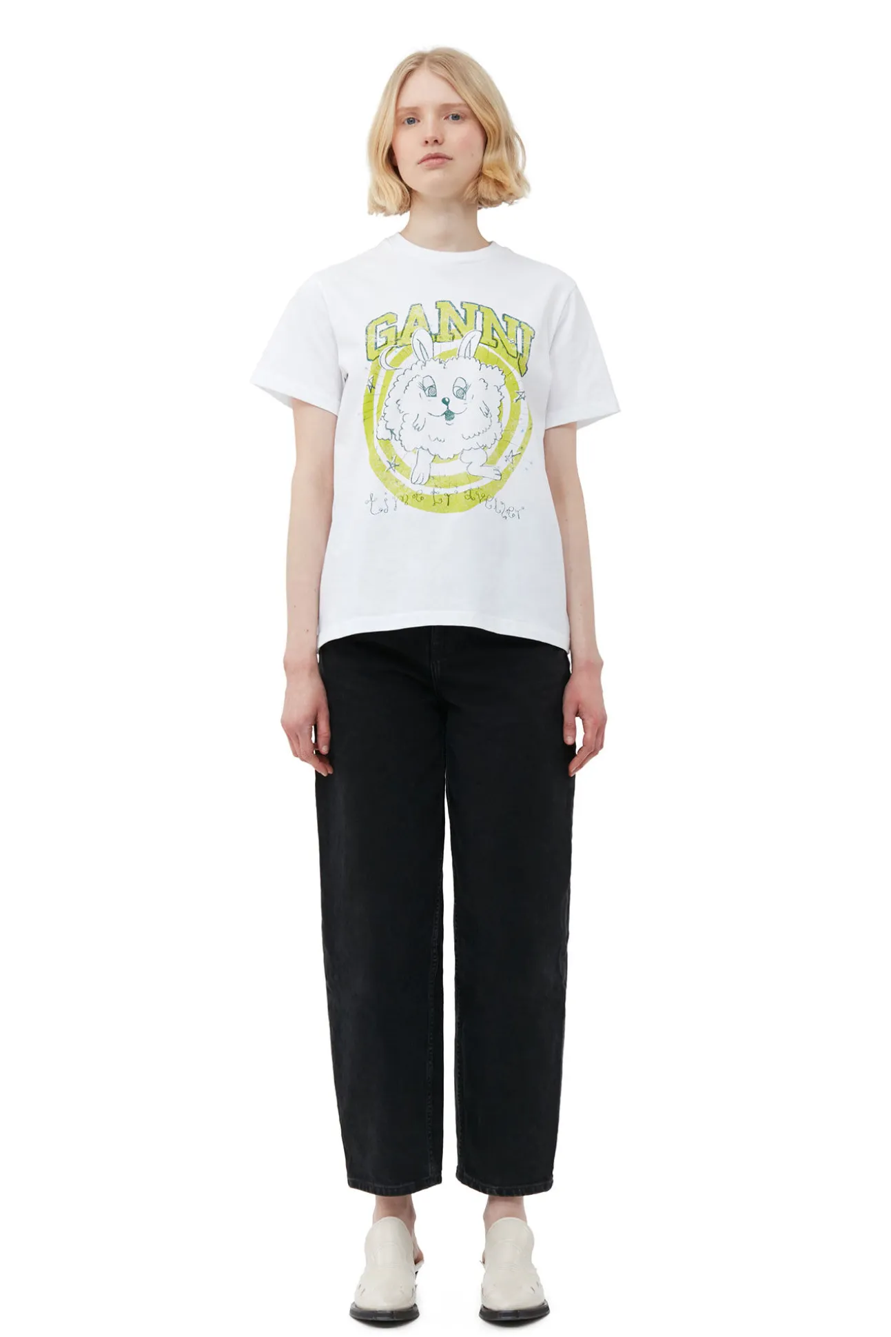 Hot GANNI Lassiges Bunny-T-Shirt Bright White