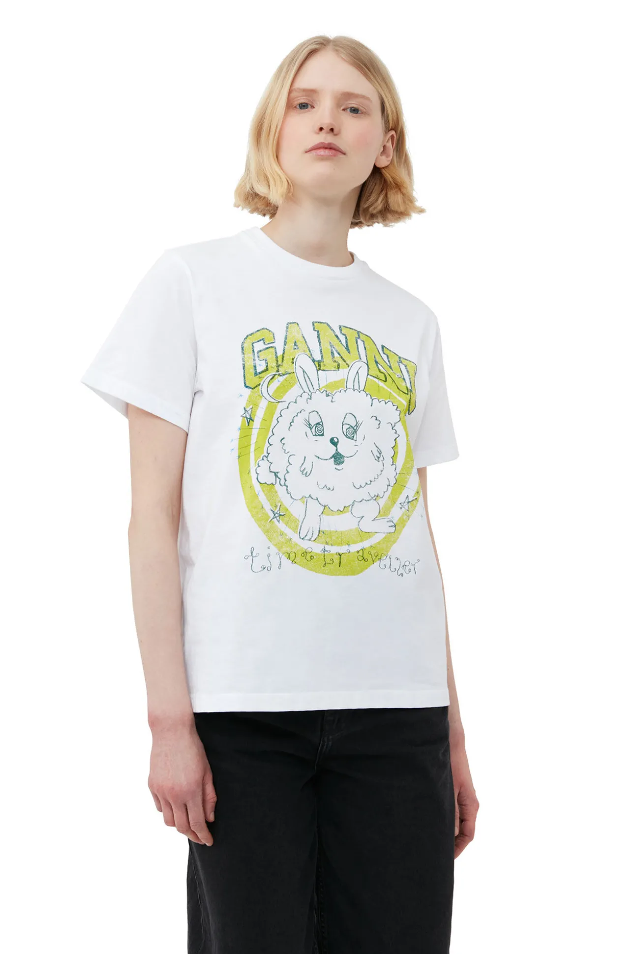 Hot GANNI Lassiges Bunny-T-Shirt Bright White