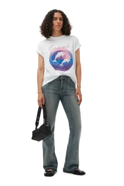 Shop GANNI Lassiges Dolphin-T-Shirt Bright White