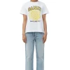 Hot GANNI Lassiges Gelbes Blumen-T-Shirt Bright White