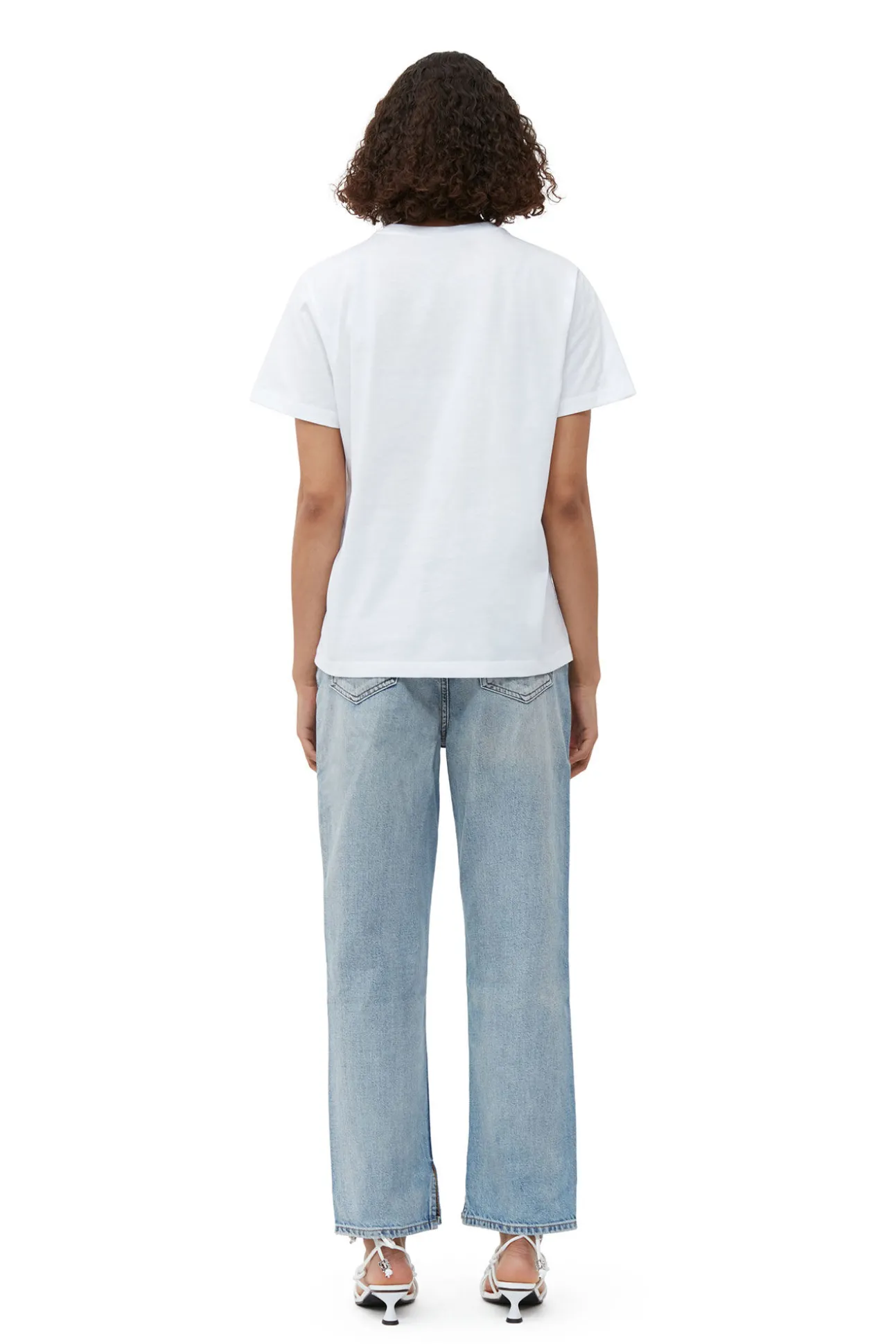 Hot GANNI Lassiges Gelbes Blumen-T-Shirt Bright White