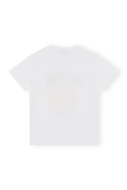 Hot GANNI Lassiges Gelbes Blumen-T-Shirt Bright White