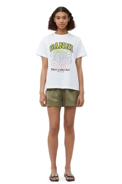 Discount GANNI Lassiges Multi-Blumen-T-Shirt Bright White