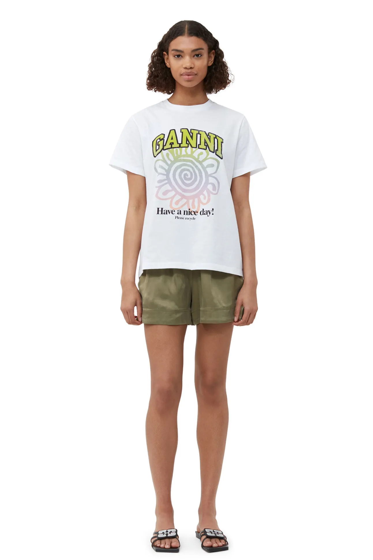 Discount GANNI Lassiges Multi-Blumen-T-Shirt Bright White
