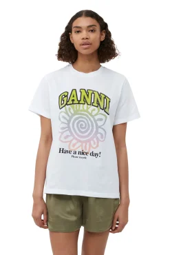 Discount GANNI Lassiges Multi-Blumen-T-Shirt Bright White