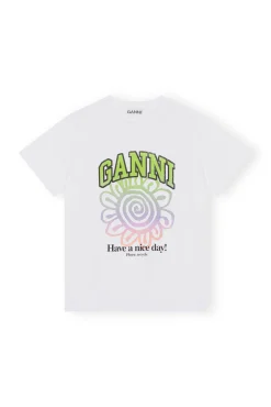 Discount GANNI Lassiges Multi-Blumen-T-Shirt Bright White