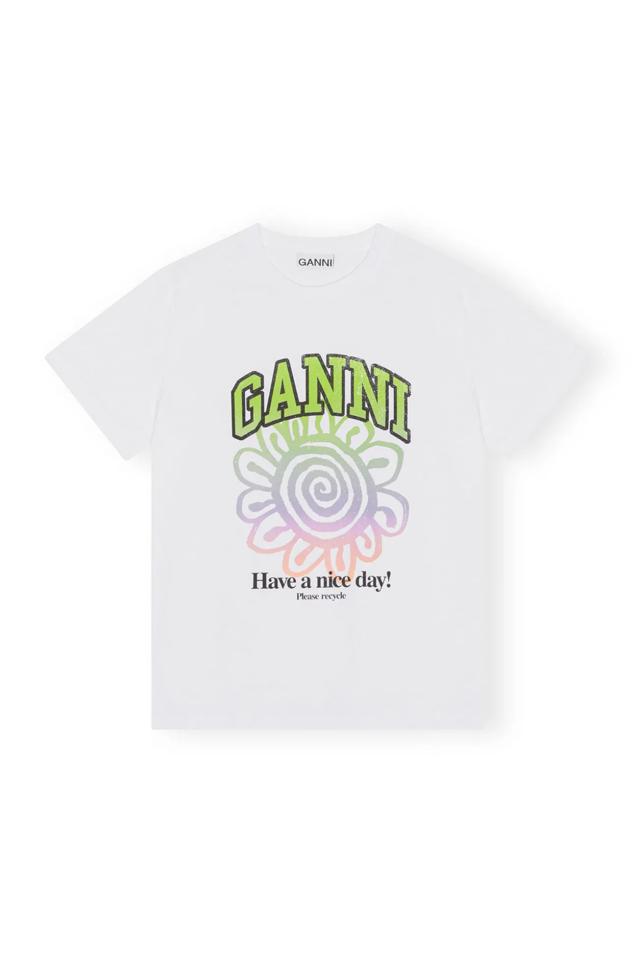 Discount GANNI Lassiges Multi-Blumen-T-Shirt Bright White