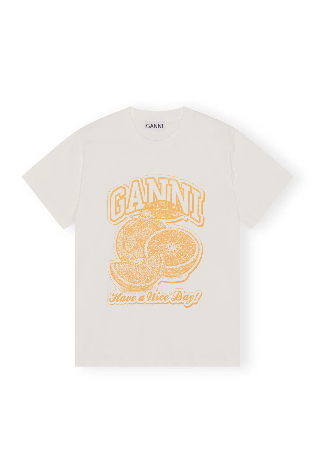 Fashion GANNI Lassiges Orange-T-Shirt Egret