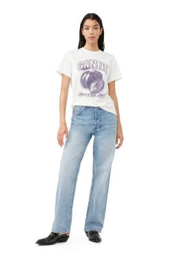 Hot GANNI Lassiges Plum-T-Shirt Egret