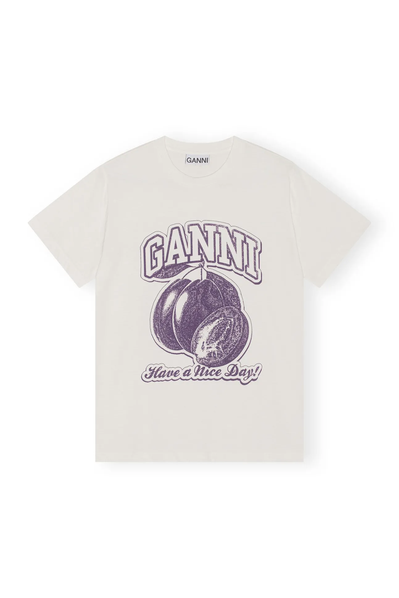 Hot GANNI Lassiges Plum-T-Shirt Egret