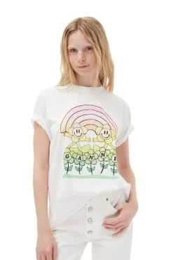 Hot GANNI Lassiges Rainbow-T-Shirt Bright White