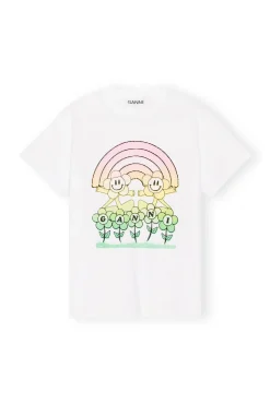 Hot GANNI Lassiges Rainbow-T-Shirt Bright White