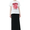 Shop GANNI Lassiges Rotes Blumen-T-Shirt Bright White