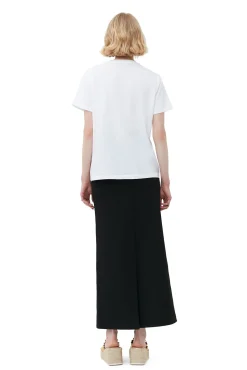 Shop GANNI Lassiges Rotes Blumen-T-Shirt Bright White