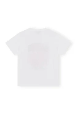 Shop GANNI Lassiges Rotes Blumen-T-Shirt Bright White