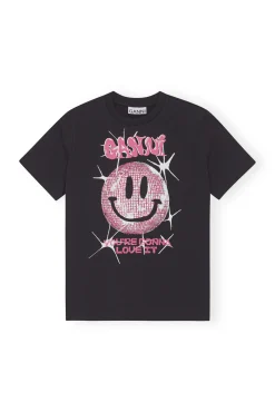 Shop GANNI Lassiges Smiley-T-Shirt Phantom