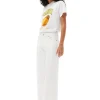 Store GANNI Lassiges T-Shirt Mit Pfirsich-Print Bright White
