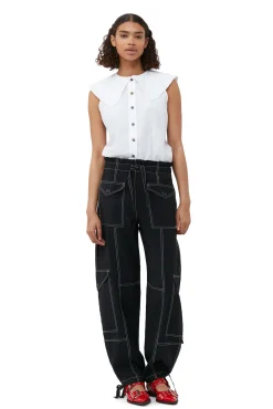 Shop GANNI Leichte Pocket-Slub-Hose Black
