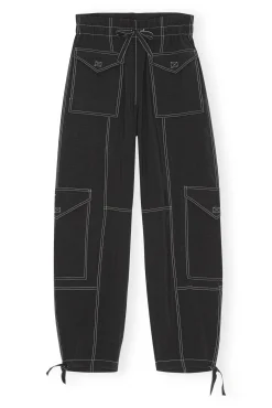 Shop GANNI Leichte Pocket-Slub-Hose Black