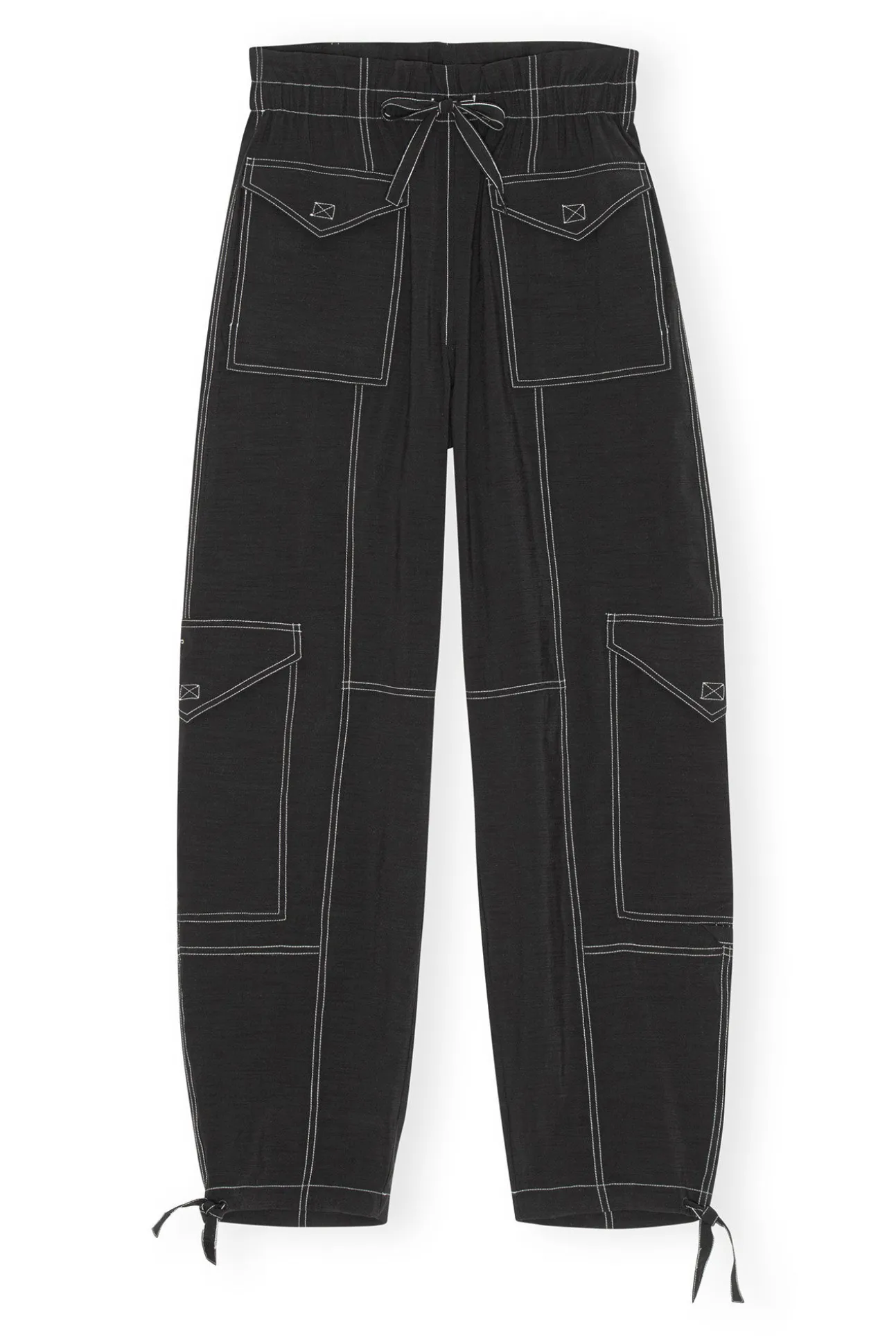 Shop GANNI Leichte Pocket-Slub-Hose Black