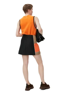 New GANNI Leichter, Wattierter Minirock Mit Colourblock Block Colour