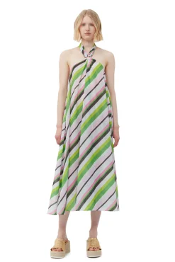Outlet GANNI Leichtes Neckholder-Kleid Aus Chiffon Multicolour