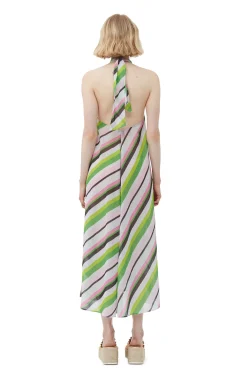 Outlet GANNI Leichtes Neckholder-Kleid Aus Chiffon Multicolour