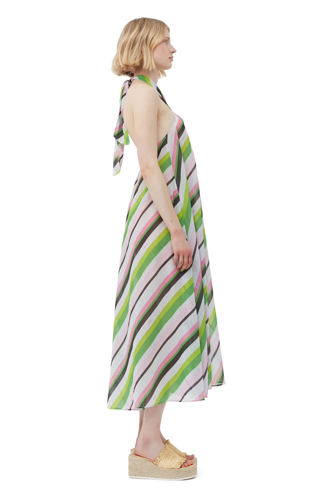 Outlet GANNI Leichtes Neckholder-Kleid Aus Chiffon Multicolour