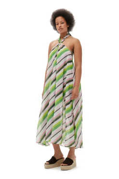 Outlet GANNI Leichtes Neckholder-Kleid Aus Chiffon Multicolour