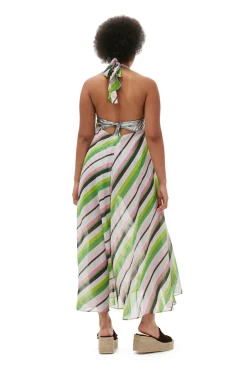 Outlet GANNI Leichtes Neckholder-Kleid Aus Chiffon Multicolour
