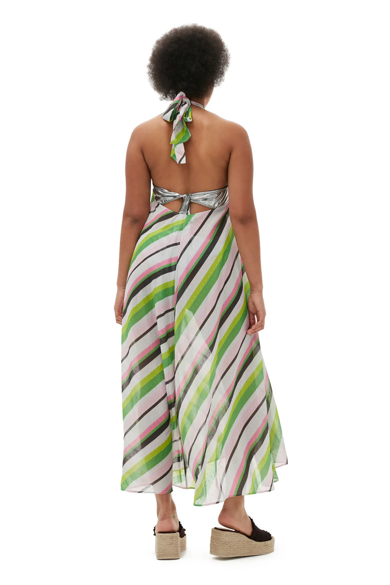 Outlet GANNI Leichtes Neckholder-Kleid Aus Chiffon Multicolour
