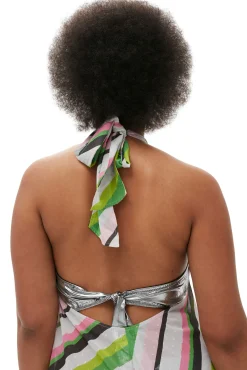 Outlet GANNI Leichtes Neckholder-Kleid Aus Chiffon Multicolour