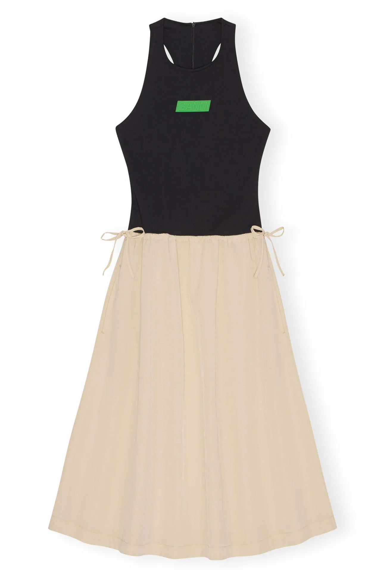 New GANNI Leichtes Tech-Kleid Mit Kordelzug Biscotti