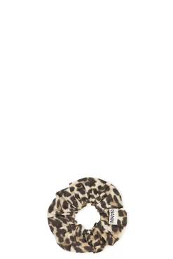 Outlet GANNI Leoparden-Scrunchie Aus Cotton Big Leopard Almond Milk