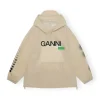Clearance GANNI Light Tech Drawstring Hoodie Biscotti