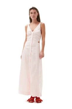 Online GANNI Lila Maxikleid Aus Satin Light Lilac