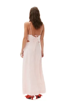 Online GANNI Lila Maxikleid Aus Satin Light Lilac