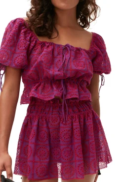 Store GANNI Lila Minirock Mit Broderie-Anglaise Sparkling Grape