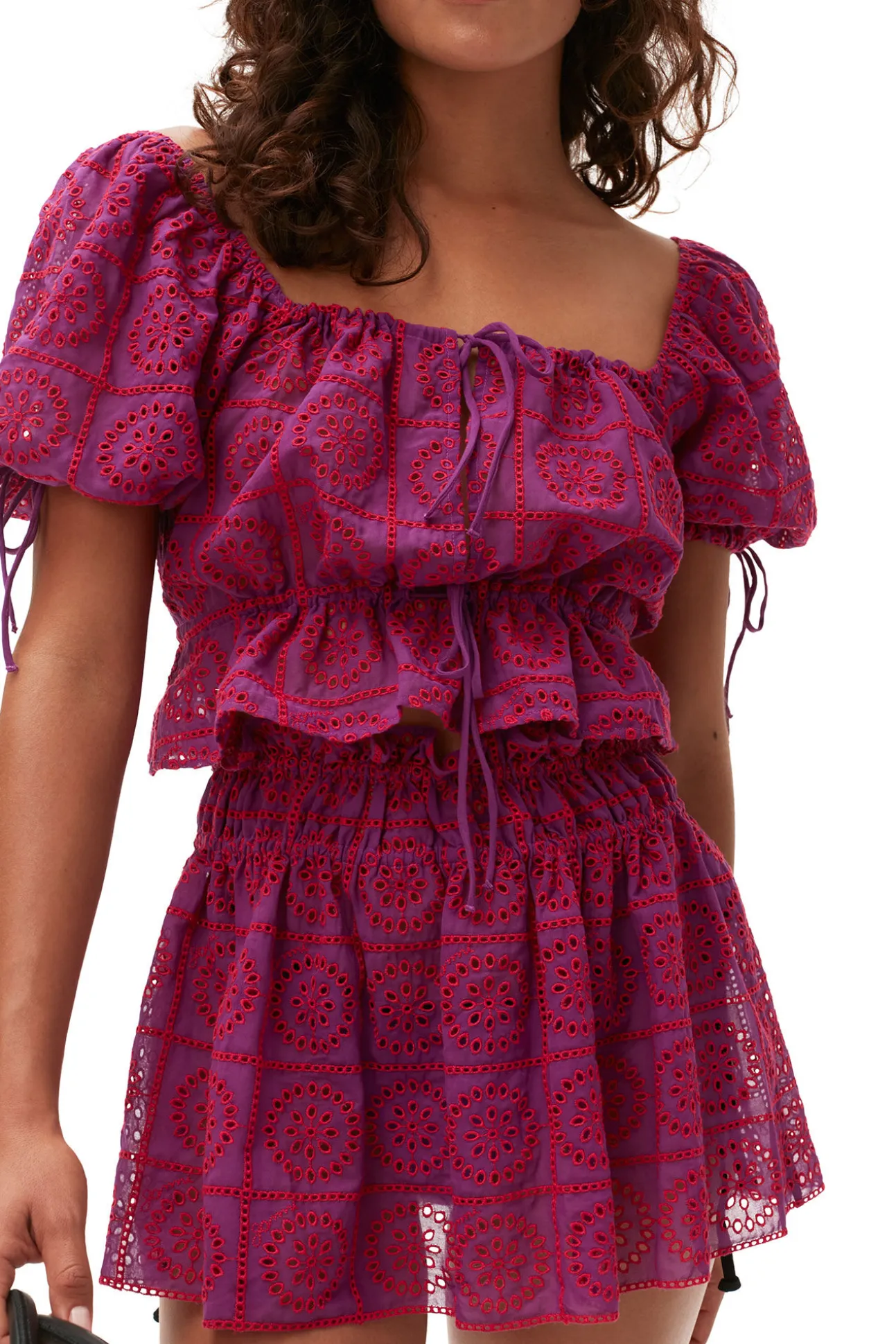 Store GANNI Lila Minirock Mit Broderie-Anglaise Sparkling Grape